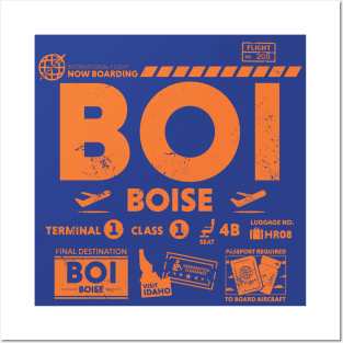 Vintage Boise BOI Airport Code Travel Day Retro Travel Tag Idaho Posters and Art